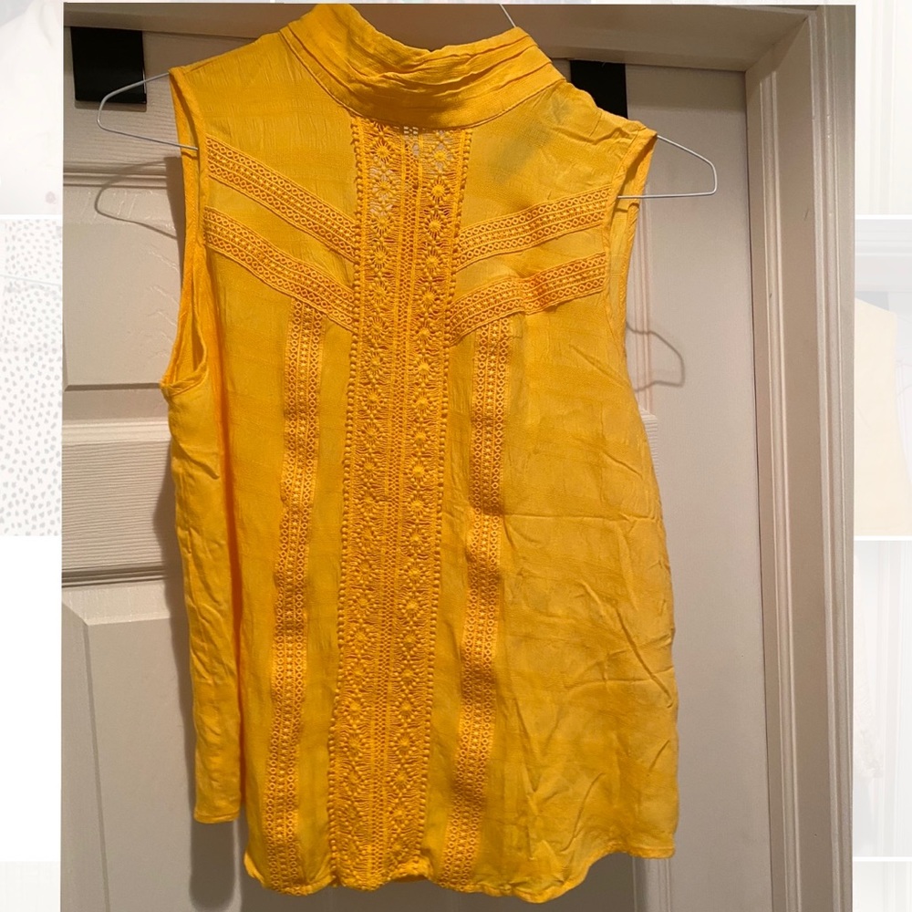 7th Avenue NY&Co. Yellow Top with Tie Back